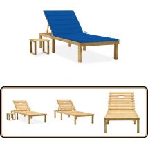 Chaise longue de jardin avec table et coussin Pin imprégné - Chaise Longue Jardin - Transat - Mobilier De Jardin - Chaise Longue Bois - Chaise Longue