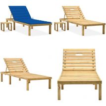 Chaise longue de jardin avec table et coussin Pin imprégné - Chaise Longue Jardin - Transat - Mobilier De Jardin - Chaise Longue Bois - Chaise Longue