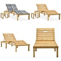 Chaise longue de jardin avec table et coussin Pin imprégné - Chaises Longues De Jardin - Transats - Mobilier De Jardin - Chaises Longues Avec Table