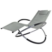 Kingpower - Chaise Longue de Jardin Chaise Longue à Bascule Balançoire Pool Pliable Transat Gris