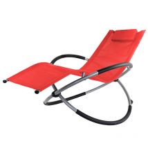 Kingpower - Chaise Longue de Jardin Chaise Longue à Bascule Balançoire Pool Pliable Transat Rouge