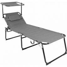 Spetebo - Transat de jardin xxl en aluminium avec auvent - gris - Transat de relaxation incluant un oreiller /title