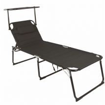 Spetebo - Transat xxl en aluminium avec auvent - noir - Transat relax incluant un oreiller