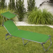 Bain de soleil en aluminium couvercle pliable chaise de plage de jardin mobilier d'extérieur mobile textile vert acier