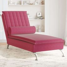 Avimac - Chaise longue de massage avec traversin rouge bordeaux velours