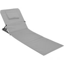 Chaise longue de plage avec oreiller - couleur : gris (avec oreiller)