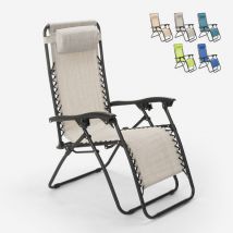 Chaise longue de plage et jardin pliante multipositions Emily Zero Gravity - Gris