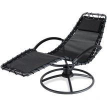 Chaise longue de relaxation Eve en acier laqué Fonction bascule Coussin Chaise Fauteuil de jardin à bascule Anthracite - Casaria