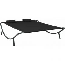 Chaise longue d'extérieur tissu noir