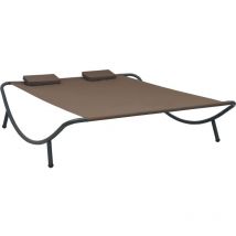 Chaise longue d'extérieur Tissu Marron Vidaxl