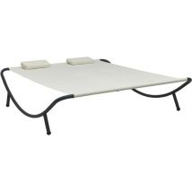 Chaise longue d'extérieur Tissu Crème
