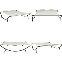 Chaise longue d'extérieur Tissu Crème - transat - transats - Home & Living - Crème