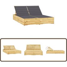 Chaise longue double avec coussins anthracite Pin imprégné - Chaises Longues - Mobilier De Jardin - Transats - Chaises Longues Doubles - Meubles De