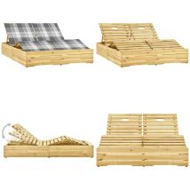 Chaise longue double avec coussins Bois de pin imprégné - Chaises Longues - Mobilier De Jardin - Transats - Chaises Longues Doubles - Meubles De