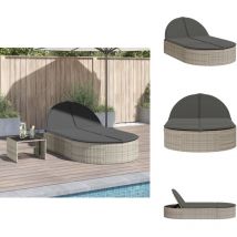 Chaise longue double avec coussins gris clair résine tressée - Chaise Longue Double - Chaises Longues Doubles - Lit De Bronzage - Chaise Longue De