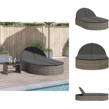 Chaise longue double avec coussins gris résine tressée - Chaise Longue Double - Chaises Longues Doubles - Lit De Bronzage - Chaise Longue De Jardin