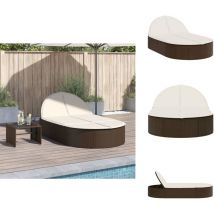 Chaise longue double avec coussins marron résine tressée - Chaise Longue Double - Chaises Longues Doubles - Lit De Bronzage - Chaise Longue De Jardin
