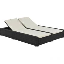 Doc&et² - Chaise longue double Résine tressée Noir - The Living Store - Noir