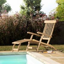 Macabane - harris - Chaise longue de jardin en bois teck brut