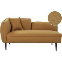 Beliani - Chaise Longue en Bouclé à Gauche avec Coussin Pieds en Métal Moutarde Chevannes