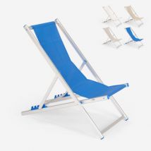 Chaise longue de plage pliable et réglable en aluminium Riccione Gold - Bleu