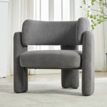 Chaise longue grise moderne, 78x52x74 cm - Siège simple robuste pour le salon, peut supporter jusqu'à 250 lbs