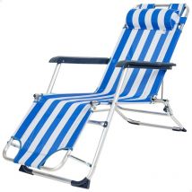 Aktive - Chaise longue pliante et inclinable Bleu, 2 Positions, Matière : Aluminium et textilène, Dimensions : 47x95x75cm, Poids max. 110Kg, Chaises