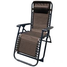 Marbueno - Transat Pliable Acier Avec Coussin Jardin et Piscine 90X66X108 cm Gravité Zéro Marron 10007