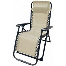 Marbueno - Chaise Longue Pliante Acier Avec Coussin Jardin et Piscine 90X66X108 cm Gravité Zéro Beige 10005