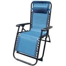 Mb Marbueno - Marbueno Chaise Longue Pliable Acier Avec Coussin Jardin et Piscine 90X66X108 cm Gravité Zéro Bleu 10345