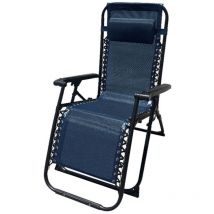 Marbueno - Transat Pliable Acier Avec Coussin Jardin et Piscine 90X66X108 cm Gravité Zero Bleu Foncé 10011