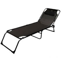 Marbueno - Chaise Longue Pliante Acier Avec Coussin Jardin et Piscine 190X58X27 cm Noire 10004
