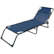 Marbueno - Transat Pliable Acier Avec Coussin Jardin et Piscine 190X58X27 cm Bleu 10003