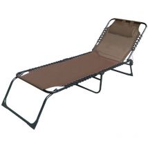 Marbueno - Chaise Longue Pliable Acier avec Coussin Jardin et Piscine 190X58X27 cm Marron 10001