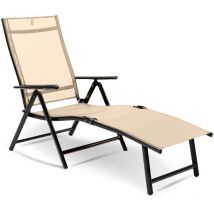 Maxxgarden - Chaise Longue avec Dossier Réglable - Aluminium - 150x58x85 cm - Crème