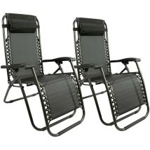 Lot de 2 Chaise longue inclinable en textilene - Chaise Longue Pliable avec Dossier réglable - jusqu'à 150 kg - Maxxgarden