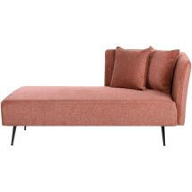 Beliani - Chaise Longue Moderne Côté Droit en Tissu Polyester avec Coussins Pieds en Métal Rouge Riom