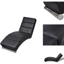 Chaise longue Noir Similicuir - Chaises Longues - Chaise Longue Noire - Mobilier Extérieur - Transats - Salon De Jardin