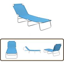 Chaise longue pliable acier et tissu bleu turquoise - Chaises Longues - Transats - Mobilier De Jardin - Chaises De Jardin - Relaxations