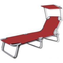 Doc&et² - inlife Chaise longue pliable avec auvent Acier et tissu Rouge