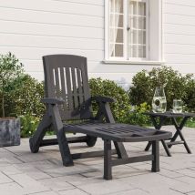 Chaise longue pliable, Chaise de jardin, Bain de soleil avec roues anthracite pp PEWV73457 design in