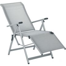 Outsunny - Chaise longue pliable dossier & repose-pied réglable multi-positions métal époxy textilène gris