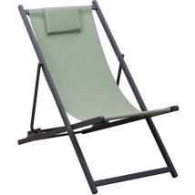 Chaise Longue Pliable Rebecca Mobili Lokta 93x58x92 Polyester Aluminium Vert Gris Foncé