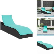 Chaise longue pliante coussin et rangement noir résine tressée - Chaise Longue Pliante - Chaises Longues Pliantes - Lit De Bronzage - Chaise Longue