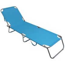 Magazzini Cosma - Chaise longue pliante de jardin bleu métal verni et tissu Rimini