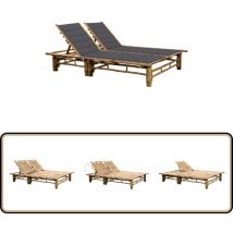 Chaise longue pour 2 personnes avec coussins Bambou - Chaises Longues - Bain De Soleil - Mobilier De Jardin - Chaises Extérieures - Jardin