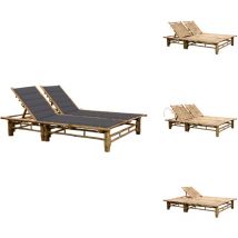 Chaise longue pour 2 personnes avec coussins Bambou - Chaises Longues - Bain De Soleil - Mobilier De Jardin - Chaises Extérieures - Jardin