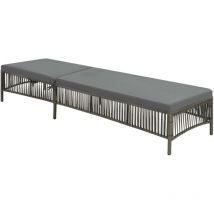 Chaise longue avec coussin Résine tressée Gris Vidaxl