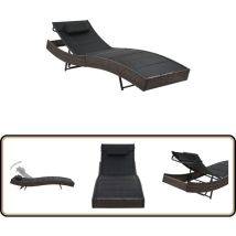 Chaise longue Résine tressée et textilène Marron - Chaises Longues - Bain De Soleil - Mobilier De Jardin - Chaises De Jardin - Résine Tressée