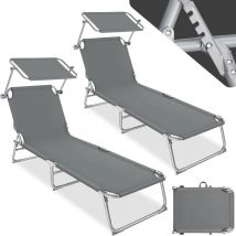 Tectake - Lot de 2 transats de jardin en acier Pliable Résistant aux intempéries et aux uv